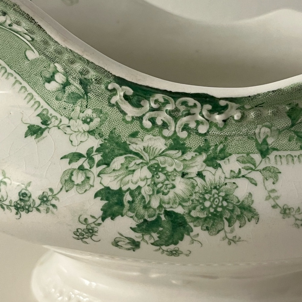 Vintage Johnson Brothers The Florentine Green Pattern  Gravy Boat England - Picture 13 of 15
